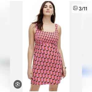 NWT Diane Von Furstenberg Print Mini Dress 14 Sleeveless Modern